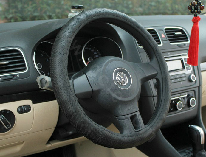 Auto Car Steering Wheel Cover PU leather Diameter 15 inch 38CM - Black