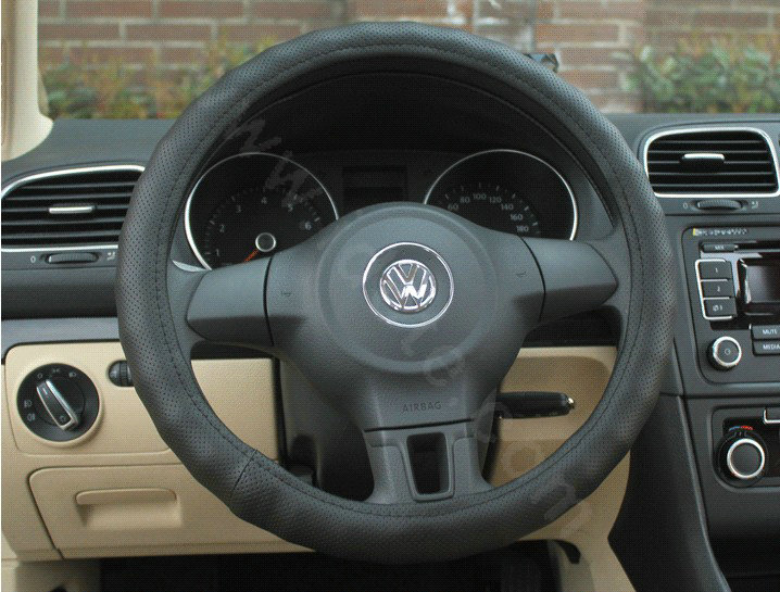 Auto Car Steering Wheel Cover PU leather Diameter 15 inch 38CM - Black