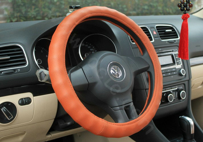 Auto Car Steering Wheel Cover PU leather Diameter 15 inch 38CM - Orange