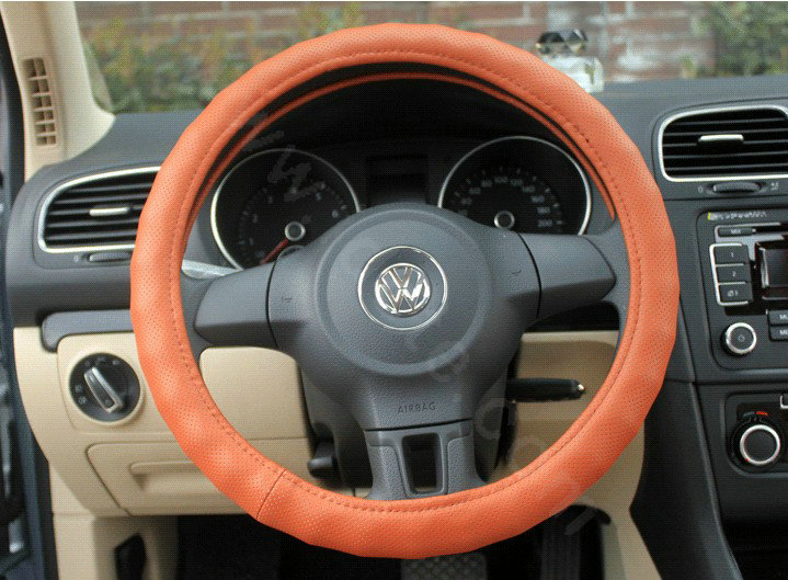 Auto Car Steering Wheel Cover PU leather Diameter 15 inch 38CM - Orange