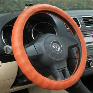 Auto Car Steering Wheel Cover PU leather Diameter 15 inch 38CM - Orange