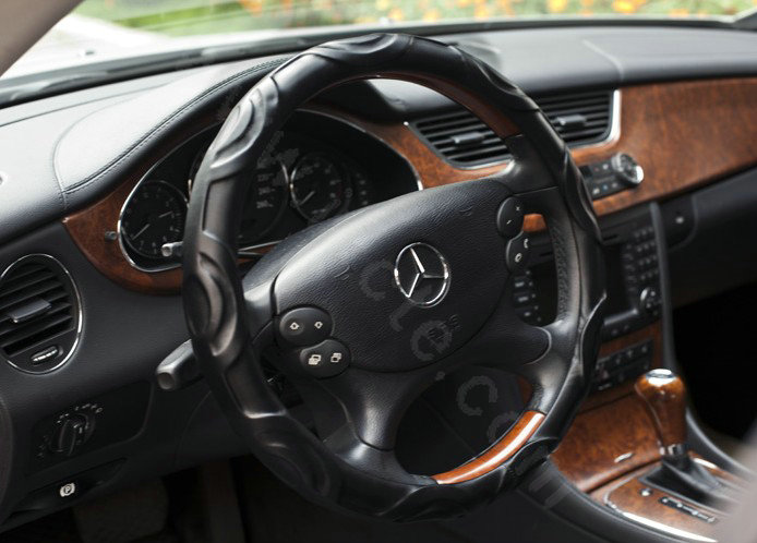 Auto Car Steering Wheel Cover Wavy Sheepskin Diameter 14 inch 36CM - Black