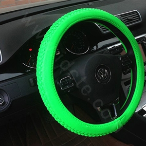 Auto Car Steering Wheel Cover Weave Microfiber leather Diameter 15 inch 38CM - Fluorescent Green