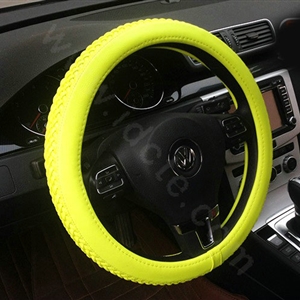 Auto Car Steering Wheel Cover Weave Microfiber leather Diameter 15 inch 38CM - Fluorescent Yellow