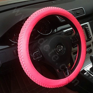 Auto Car Steering Wheel Cover Weave Microfiber leather Diameter 15 inch 38CM - Rose