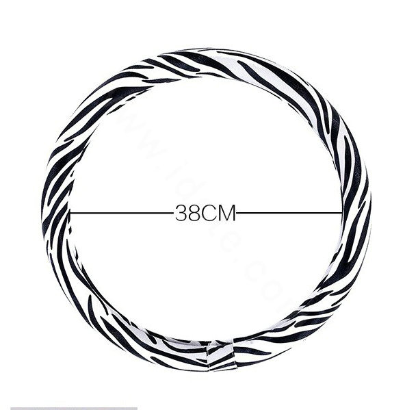 Auto Car Steering Wheel Cover Zebra PU leather Diameter 15 inch 38CM - Black White