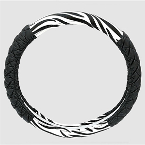 Auto Car Steering Wheel Cover Zebra PU leather Splice Diameter 15 inch 38CM - Black