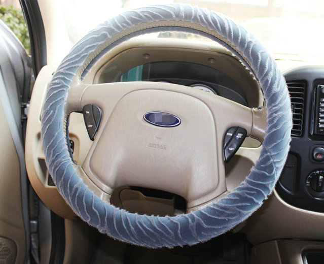 Auto Car Steering Wheel Cover Zebra Velvet Diameter 15 inch 38CM - Gray