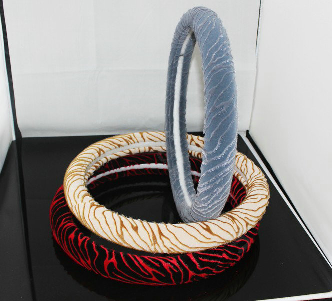 Auto Car Steering Wheel Cover Zebra Velvet Diameter 15 inch 38CM - Gray