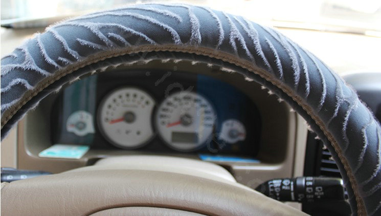 Auto Car Steering Wheel Cover Zebra Velvet Diameter 15 inch 38CM - Gray