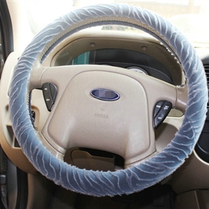 Auto Car Steering Wheel Cover Zebra Velvet Diameter 15 inch 38CM - Gray