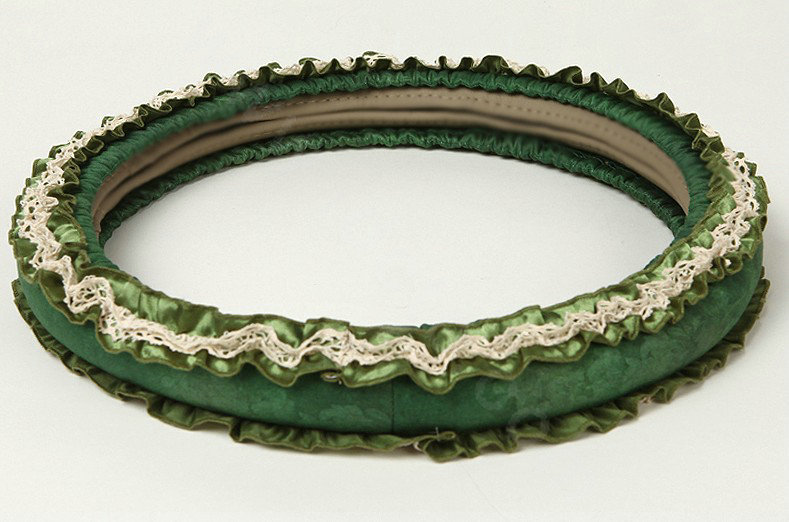 Retro Auto Car Steering Wheel Cover Floral Lace Cotton Diameter 15 inch 38CM - Green