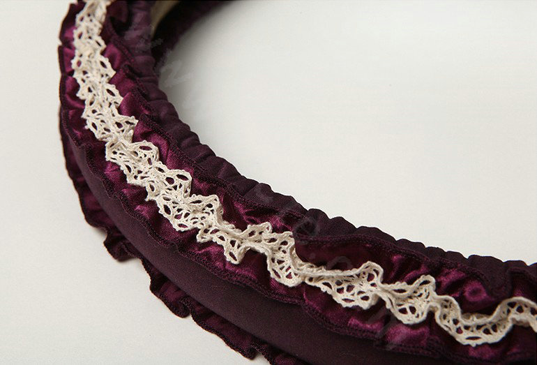 Retro Auto Car Steering Wheel Cover Floral Lace Cotton Diameter 15 inch 38CM - Purple