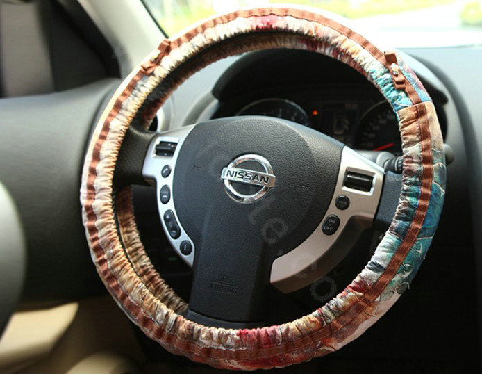 Retro Auto Car Steering Wheel Cover Lace Plush Diameter 15 inch 38CM - Multicolor