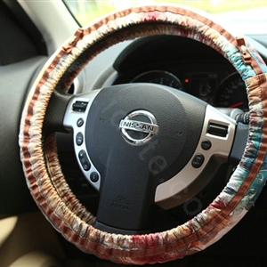 Retro Auto Car Steering Wheel Cover Lace Plush Diameter 15 inch 38CM - Multicolor