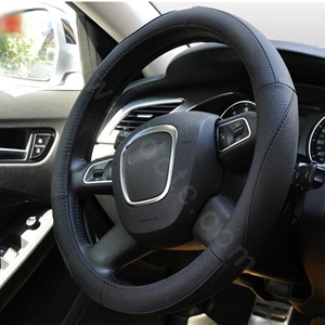 Yapoo Auto Car Steering Wheel Cover leather Diameter 15 inch 38CM - Black