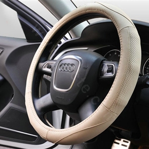 Yapoo Auto Car Steering Wheel Cover leather Eyelet Diameter 15 inch 38CM - Beige