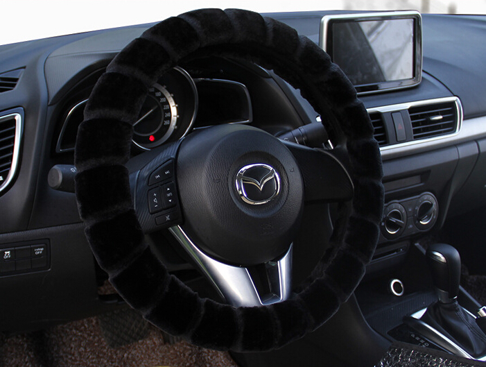 Yle Auto Car Steering Wheel Cover Cashmere Diameter 15 inch 38CM - Black