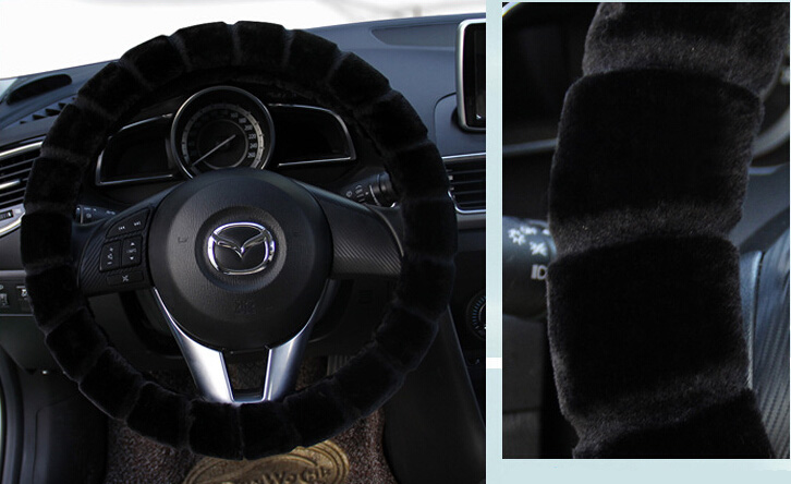 Yle Auto Car Steering Wheel Cover Cashmere Diameter 15 inch 38CM - Black