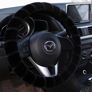 Yle Auto Car Steering Wheel Cover Cashmere Diameter 15 inch 38CM - Black