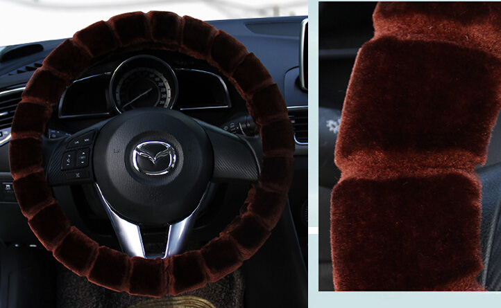 Yle Auto Car Steering Wheel Cover Cashmere Diameter 15 inch 38CM - Brown