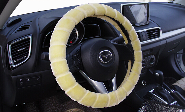 Yle Auto Car Steering Wheel Cover Cashmere Diameter 15 inch 38CM - Yellow
