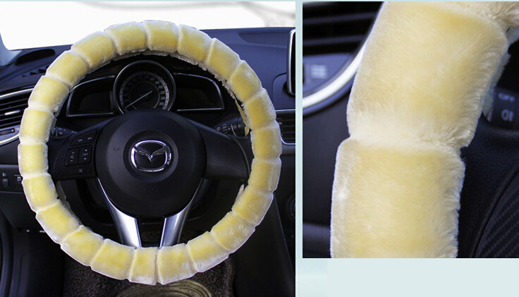 Yle Auto Car Steering Wheel Cover Cashmere Diameter 15 inch 38CM - Yellow
