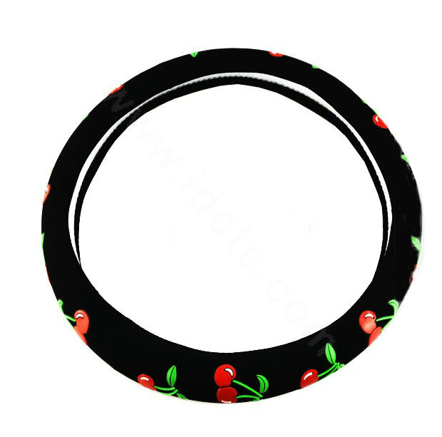 Yle Auto Car Steering Wheel Cover Cherry Matte leather Diameter 15 inch 38CM - Black