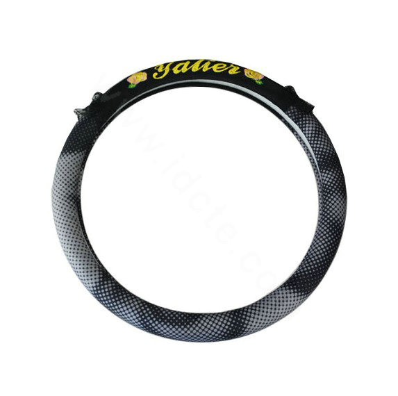 Yle Auto Car Steering Wheel Cover Dots Lace Superfibers Diameter 15 inch 38CM - Black White