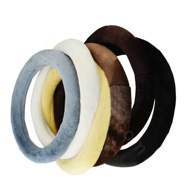 Yle Auto Car Steering Wheel Cover Faux Mink hair Diameter 15 inch 38CM - Black