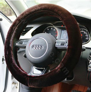 Yle Auto Car Steering Wheel Cover Faux Mink hair Diameter 15 inch 38CM - Red