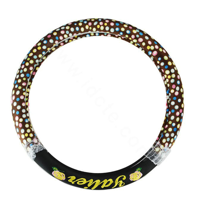 Yle Auto Car Steering Wheel Cover Lace Dots Superfibers Diameter 15 inch 38CM - Color Brown