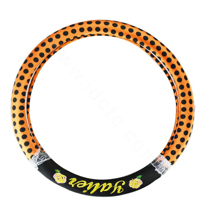 Yle Auto Car Steering Wheel Cover Lace Dots Superfibers Diameter 15 inch 38CM - Orange Black