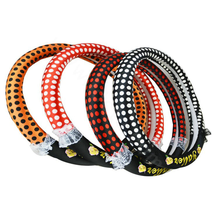 Yle Auto Car Steering Wheel Cover Lace Dots Superfibers Diameter 15 inch 38CM - Orange Black