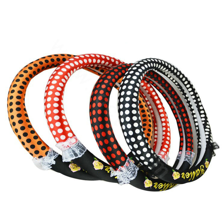 Yle Auto Car Steering Wheel Cover Lace Dots Superfibers Diameter 15 inch 38CM - Red Black