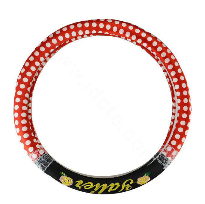 Yle Auto Car Steering Wheel Cover Lace Dots Superfibers Diameter 15 inch 38CM - Red White