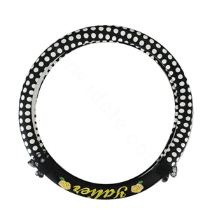 Yle Auto Car Steering Wheel Cover Lace Dots Super fibers Diameter 15 inch 38CM - White Black