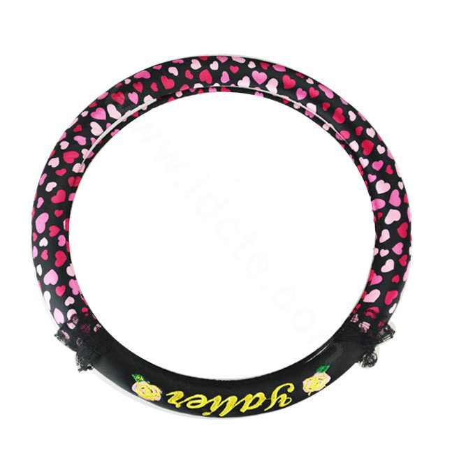 Yle Auto Car Steering Wheel Cover Lace Heart Superfibers Diameter 15 inch 38CM - Pink