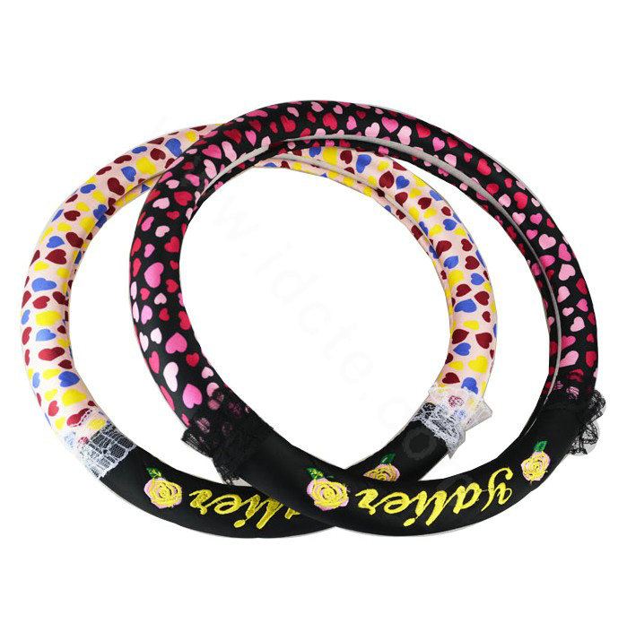 Yle Auto Car Steering Wheel Cover Lace Heart Super fibers Diameter 15 inch 38CM - Yellow