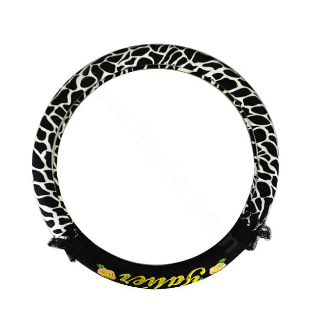 Yle Auto Car Steering Wheel Cover Lace Zebra Superfibers Diameter 15 inch 38CM - Black