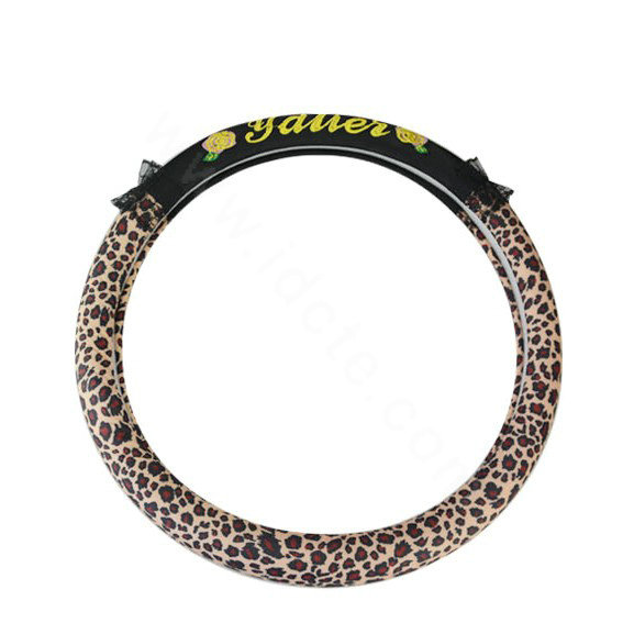 Yle Auto Car Steering Wheel Cover Lace Leopard Superfibers Diameter 15 inch 38CM - Red