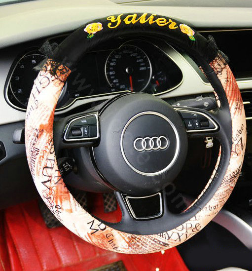 Yle Auto Car Steering Wheel Cover Lace Superfibers Diameter 15 inch 38CM - Orange