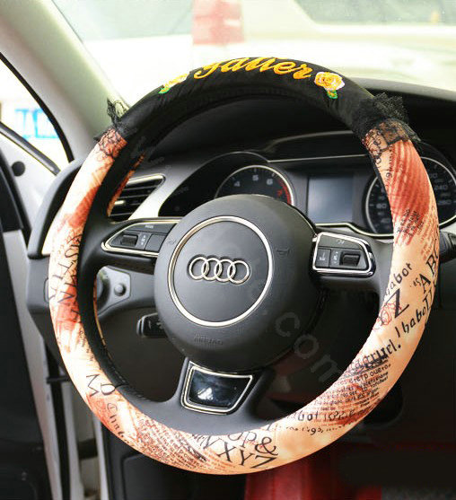 Yle Auto Car Steering Wheel Cover Lace Superfibers Diameter 15 inch 38CM - Orange