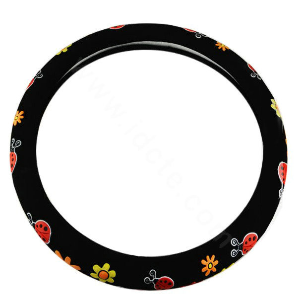 Yle Auto Car Steering Wheel Cover Ladybug Matte leather Diameter 15 inch 38CM - Black