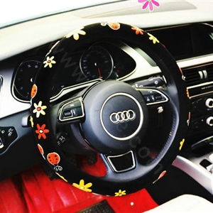 Yle Auto Car Steering Wheel Cover Ladybug Matte leather Diameter 15 inch 38CM - Black