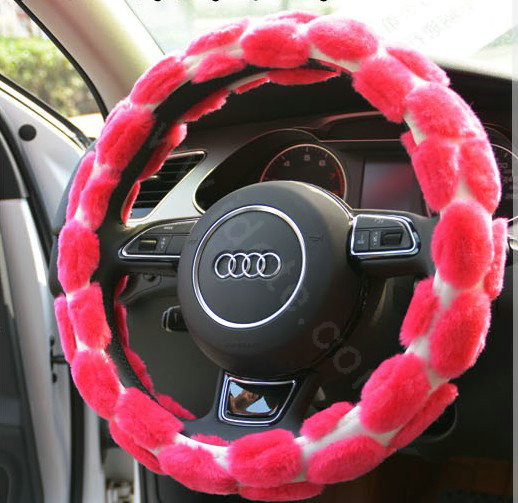 Yle Auto Car Steering Wheel Cover Plush Diameter 15 inch 38CM - Red