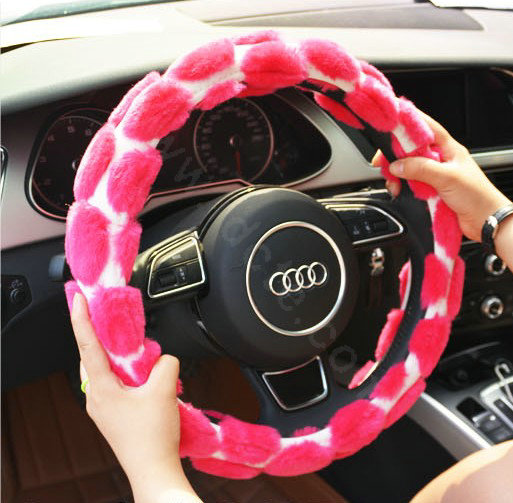Yle Auto Car Steering Wheel Cover Plush Diameter 15 inch 38CM - Red