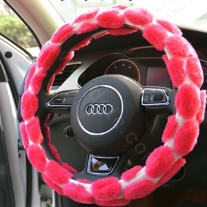 Yle Auto Car Steering Wheel Cover Plush Diameter 15 inch 38CM - Red