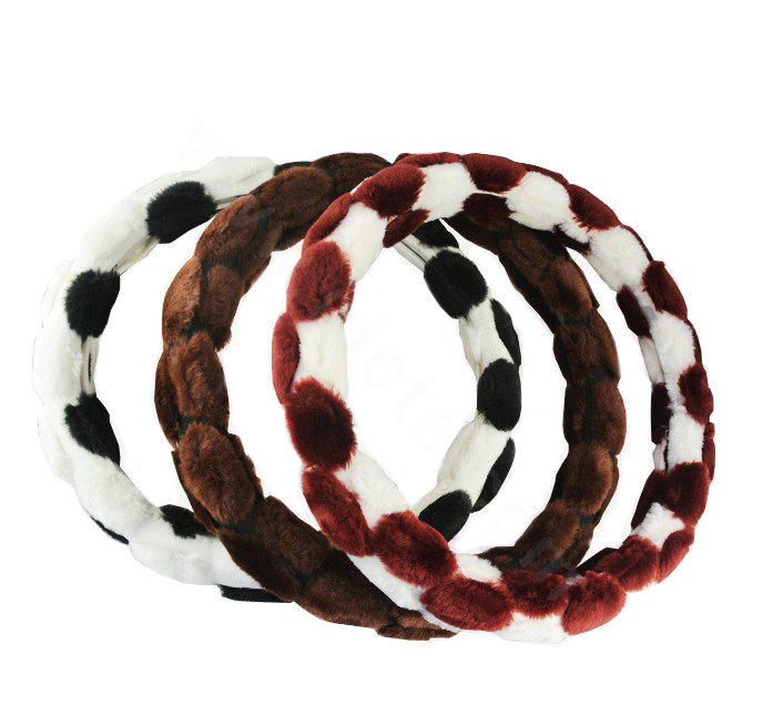 Yle Auto Car Steering Wheel Cover Plush Diameter 15 inch 38CM - White Red