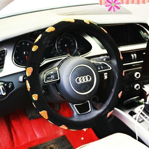 Yle Auto Car Steering Wheel Cover Strawberries Matte leather Diameter 15 inch 38CM - Black